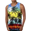 Regatas masculinas regatas para homens moda casual sem mangas verão clássico havaiano praia tema impresso em torno do pescoço solto