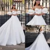 Beautifulbride 2024 Prinses Satijnen Trouwjurken met Afneembare Pofmouwen Sweetheart Ruches Elegante Eenvoudige Bruidsjurken Custom MadeYD