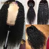 Synthetic Wigs Kinky Curly 360 Lace Frontal Brazilian Wig For black Women loose curly glueless synthetic lace front wig with baby hair blenched knots 240308