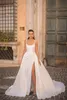 Berta A Line Dresses for bride Spaghetti Satin Overskirts Wedding Dress vestidos de novia Thigh Slit designer bridal gowns 0509