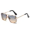 2024 retro square women's sunglasses Neon Sunset Gradient Metal Mesh Sunglasses Mens and Womens UV Protection 1906