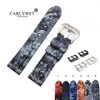 CARLYWET 24mm High Quality Camo Color Waterproof Silicone Rubber Replacement Watch Band Strap Band Loops323T