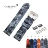 Carlywet 24mm Yüksek Kaliteli Kamufla Renkli Su Geçirmez Silikon Kauçuk Yedek Bant Strap Band Loops323T