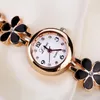 Zegarek moda małe zegarki kobiety 2024 luksusowa bransoletka z kwiatem dhinestone ze stali nierdzewnej sukienka ze zegarem żeńska