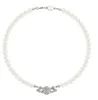 Colliers avec pendentif de créateur, bijoux de créateurs de perles blanches pour femmes, ras du cou de luxe avec boîte cadeau originale