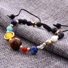 Strand Galaxy Solar System Armband Nine Planets stjärnor Earth Moon Natural Stone Armband Handväv vaxrep Par smycken