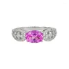 Anéis de cluster 2024 925 prata um anel de diamante rosa para mulheres luz luxo moda ol pequeno e requintado