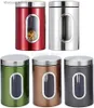 Food Jars Canisters Stainless Steel Tea Tank Coffee Sugar Storage Canisters Jars Pots Kitchen Food Container for Grains Nuts Cans Box Bottels L240308