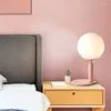 Tischlampen Nordic Ball Rosa Schlafzimmer Nachttischlampe Moderne Arbeitszimmer Leseschreibtisch Lichter Dekoration Glas Leuchten Beleuchtung