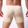 Underbyxor Ice Silk Men Long Boxer Underwear Sexig halv transparent utbuktningsdesign Mannbonder Boxershorts Leg Sport Man