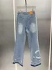 Jeans da donna pantaloni da donna di alta qualità firmati pantaloni a gamba larga dritti con fori che mostrano le dimensioni dei pantaloni casual da donna sottili SML