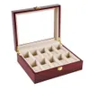 2 3 5 6 10 12 Slots Watch Box Storage With Red Black Wooden Glass Case Bracelet Display Casket Watches Holder Casket 2 253U