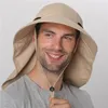 Summer Sun Hat Men kobiety bawełniany czapka boonie z klapką na szyję ochronę UV na zewnątrz duże szerokie gatki wędkarstwo safari kubełko czapka 240304