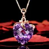 14 K Rose Gold Real Amethyst 45 Cm Necklace Pendant Female Gemstone Chain Jewelry Clavicle Chalcedony Bizuteria Women 240228