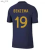 Soccer Jerseys Maillots de Football 2022 World Cup French Benzema Shirts Mbappe Griezmann Pogba Kante Maillot Foot Kit Shirth240308