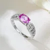 Anéis de cluster 2024 925 prata um anel de diamante rosa para mulheres luz luxo moda ol pequeno e requintado