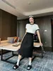 Two Piece Dress designer new suit style Summer new color contrast T-shirt + skirt set classic triangle label decoration fashion generous