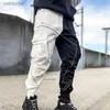 Uomo Hip-Hop Cargo Fashion Jogger Tuta riflettente lucida Uomo Abbigliamento sportivo Matita luminosa 240308