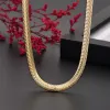 14k Yellow Gold Fine 6MM snake bone Necklaces bracelets for Men Women Fashion Jewelry set gift