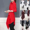 Frauen Hemd Langarm Unregelmäßige Gebunden Gürtel Dame Lose Pendeln Mildlength Dressing Up Polyester Bluse Für Weibliche 240301