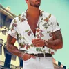 Camisas casuais masculinas verão havaiano floral praia plus size camisa 3d padrão de coco t-shirt retro árvore manga curta férias homem magro coreano