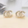 20Style مختلط مصممين فاخرة رسائل عشيرة حلق 18K الذهب مطلي 925 الفضة للنساء كريستال راينستون لؤلؤة الحرس حزب الزفاف هدية اليهود