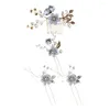 Hair Clips Wear Hairpins Elegant Faux Pearl Flower Side Comb Set For Wedding Bride Golden Leaf Shaped Alloy Tiaras