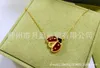 Collier de créateur Collier VanCF Luxe Diamant Agate 18k Or nouveau tout pur collier coccinelle femme chaîne pendentif jade rouge or rose