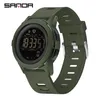 Montres-bracelets SANDA Marque Hommes Montres Sport Passomètre Calories 50M Étanche LED Montre Numérique Militaire Montre-Bracelet Électron Hommes