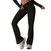 Pantalons pour femmes Femmes S Yoga Sports Flare Solide Élastique Taille Haute Fitness Leggings Entraînement Gym Bell-Bottom Pantalon