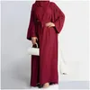 Etniska kläder marocko kaftan muslimska abaya kvinnor ärmlös klänning set 2 bit klänning dubai kimono cardigan mantel abayas eid ramadan dro dhn03