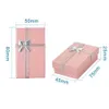 Scatole regalo per gioielli in cartone da 24 pezzi per scatola di imballaggio per gioielli rosa con fiocco e spugna all'interno 80x50x25mm 240301