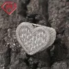 Volledige Iced Chunky Heart Shaped Sier Icy Baguette Moissanite Diamond Hip Hop Ring voor dames