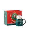 マグカップクリエイティブクリスマスカップネットレッドカートゥーンセラミックマグカップ付きスプーン大型容量カップルコーヒーギフトセット