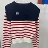 Pull classique de styliste pour femmes, col ras du cou, lettre marine, style rayé, célébrité, haut en tricot