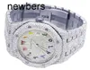 APS Factory Audemar Pigue Watch Swiss Movement Mens Epic Royal Oak 41mm Steel vs Rainbow Dial Diamond Watch 33.0 Carat