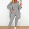 Capri Nieuwe Herfst Winter vrouwen Elastische Pyjama Sport Set Crop Top + Lange Broek + Jas Vrouw 3 Stuks pak Zachte Homewear Pyjama S3XL