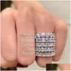 Anneaux de mariage Vecalon 6 Style Eternity Promise Bague Diamant Pierre 925 Sterling Sier Bande de Fiançailles Pour Femmes Hommes Bijoux Drop Delive Dhdlq