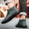 Ankle Leather Casual Shoes For Men Handmade Sneakers Men Flat Footwear Zipper Leather Boots Men Plus Fashion Shoes For Mens Big Size 38-48