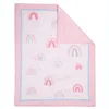 Pembe Rainbow 4 PCS Bebek Beşik Yatak Seti Kızlar ve Erkekler için Yorgan Beşik Sayfası Dahil Crib Skirtpillow Case 240229