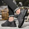 Casual Shoes Men Hiking Lace Up Outdoor Rubber Mountain Sneakers Wear Resistant Climbing Fashion Genuine Leather Oxfords