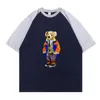 T-shirt da uomo polo manica corta girocollo di design, stampa orso estate nuova moda casual T-shirt in cotone 100%