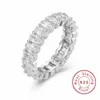 925 Silver Pave Cushion Cut Full Square Simulated Diamond Cz Eternity Band Engagement Wedding Stone Rings Storlek 5 6 7 8 9 10 11 12254J