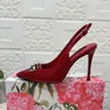 Luxury Designer Slingbacks Casual Lacquer Leather High Heel Sandals Crystal Decoration Fashion Ankle Strap Buckle Tip Women Party Dress Shoes