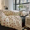 Korean Style Bedding Set Boys Girls Twin Queen Size Duvet Cover Flat Sheet Pillowcase Bed Linen Kids Adult Fashion Home Textile 240226