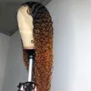 Sentetik peruklar yeni uzun gevşek derin dalga insan saç perukları siyah kadınlar için ombre kahverengi /sarışın /mavi renkli kıvırcık kıvırcık sentetik dantel ön peruk partisi 240308