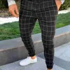 Men's Cargo sexy high wasit spring summer fashion pocket Slim Fit Plaid Straight Leg Trousers Casuals Pencil Jogger Pan 240308