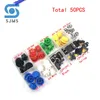 Akıllı ev kontrolü 9 tür 50pcs dokunsal itme düğmesi anahtarı anlık 12 7.3mm B3F-4055 Micro A24 Renk Yuvarlak Dokunma Kapağı 7 Renk