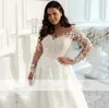 Plus Size Wedding Dress Elegant Long Sleeves Lace Bride Dress 2024 Tulle Applique Sweep Train A-Line robe de mariee Bridal Gowns 0308