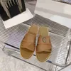 Slippers Designer Women Wooden Sandals Canvas Flat Bottom Mule Beige White Black Lace Letter Plus Summer Home Shoes Famous 35-42H240308